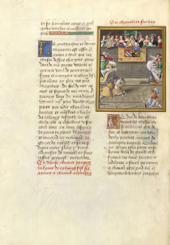 Jacques de Lalaing Jousting with the Sicilian Knight before the Duke of Burgundy; Master of the Getty Lalaing, Flemish, active