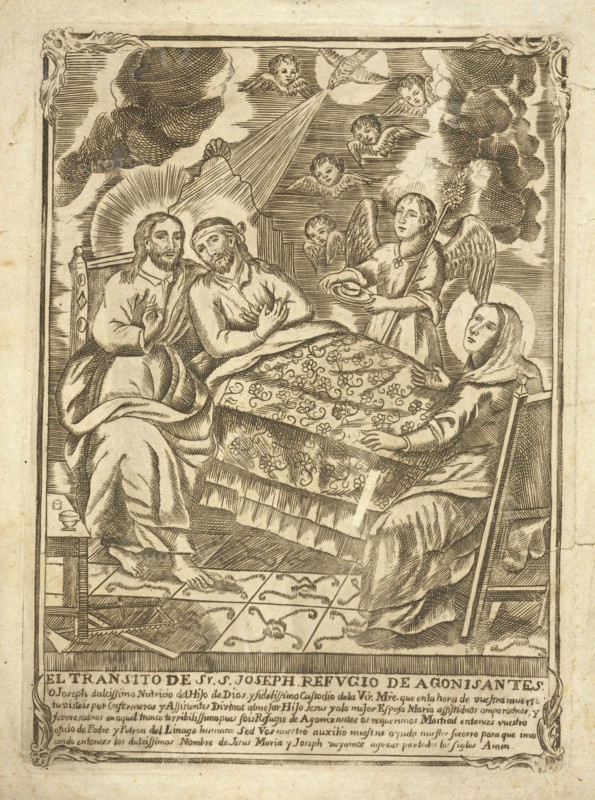 El Transito de Sr. S. Joseph, Collection of Mexican religious engravings, Death of St. Joseph