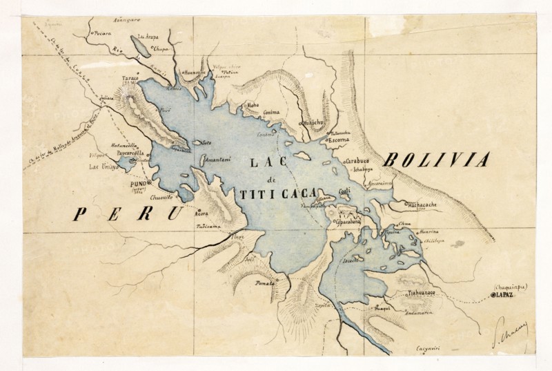 Lake Titicaca, Views of Inca and pre-Inca sites, Chalon, Paul Fédéric, 1846-1919, Lithography, 1872-1880, Album includes