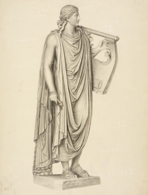 Figure of Apollo with lyre, Society of Dilettanti drawings, prints, and letters, 1806-1880, Howard, Wash on paper, between 1809