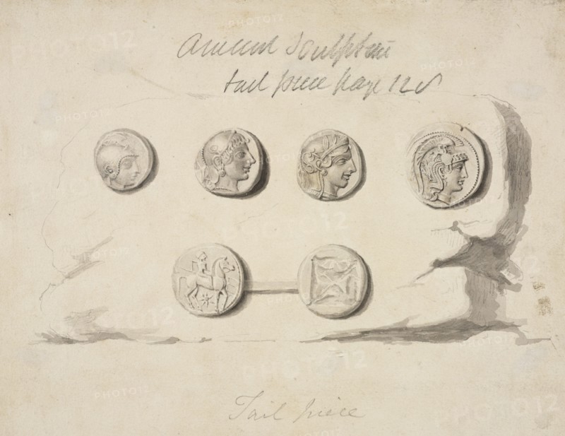 Six seals or coins, Society of Dilettanti drawings, prints, and letters, 1806-1880, Wash on paper, between 1809 and 1835