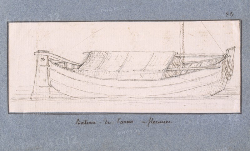 Bateau de l'Arno a Florence, Dessins, Castellan, A. L., Antoine Laurent, 1772-1838, Pencil on paper, 1797-1799