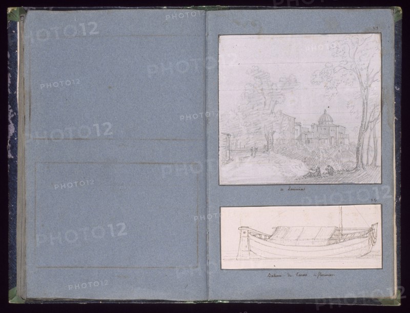 Two drawings: A Lariccia, and Bateau de l'Arno, Dessins, Castellan, A. L., Antoine Laurent, 1772-1838, Pencil, ink and wash