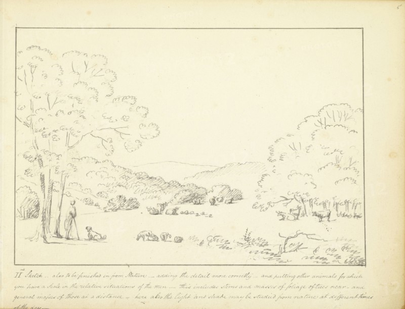 II Sketch - also to be finished in from Nature, A few hints concerning landscape sketches, ca. 1810, Humphry Repton architecture