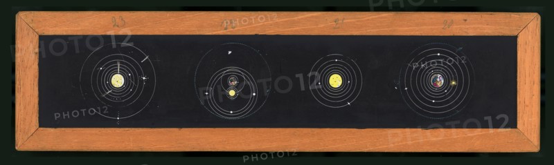 Lantern slide depicting four planets, Astronomical lantern slides, Hand-colored collodion, ca. 1880