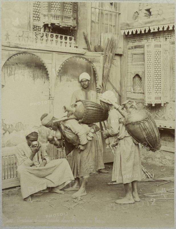 Vendeurs d'eau fraiche dans les rues du Caire, Basse Egypte Janvier 1906, Travel albums from Paul Fleury's trips to Middle East