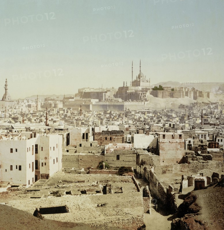 View of old Cairo, Egypt looking towards the Saladin Citadel on Muqattam Hill 1906, Travel albums the Middle East