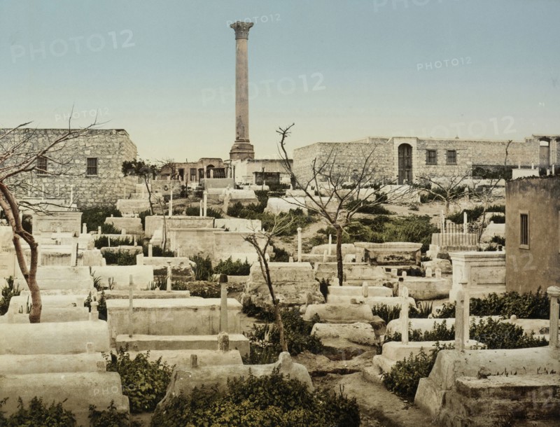 View of the acropolis, Alexandria, Egypt, looking towards Pompey's Pillar 1906, Travel albums from the Middle East