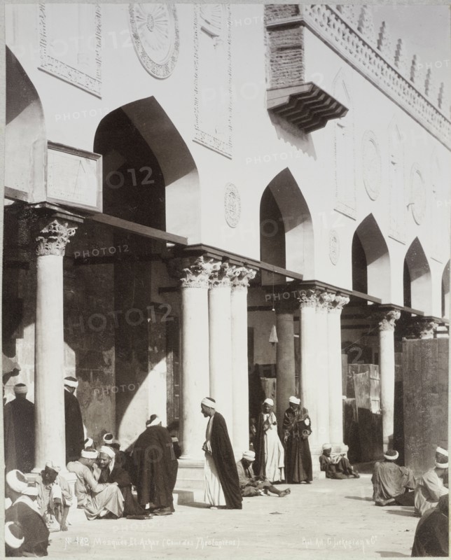 View of the court of the theologians, in the Jami' al-Azhar mosque, Cairo, Egypt 1906, Travel albums Fleury's trips Middle East