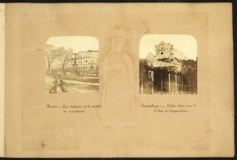 Views of Mexico City, Mexique, 1865, Falconnet, Louis, Albumen, between 1864 and 1866, Two photographs of buildings in Mexico