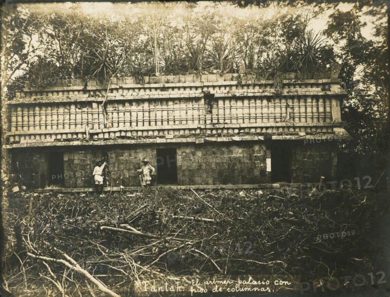 Tantah: el primer palacio con friso de columnas, Views of Aztec, Maya, and Zapotec ruins in Mexico, Maler, Teobert, 1842-1914