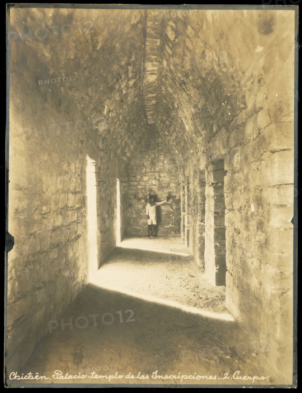 Chichén: Palacio-templo de las Inscripciones, 2. cuerpo, Views of Aztec, Maya, and Zapotec ruins in Mexico, Maler, Teobert, 1842