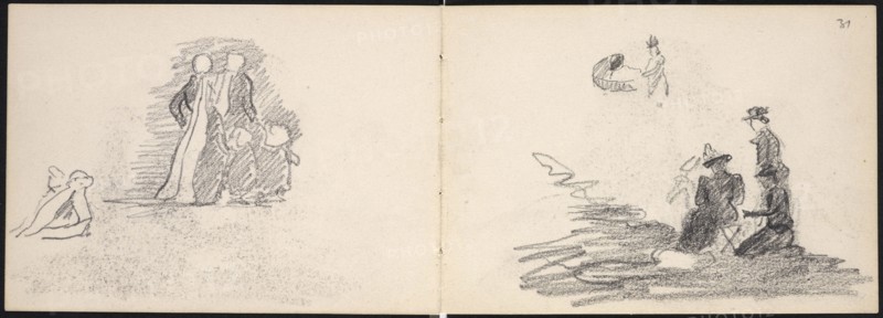 Sketchbook: Women and children, Edmond Cousturier papers, ca. 1890-1908, Cross, Henri-Edmond, 1856-1910, Pencil on paper