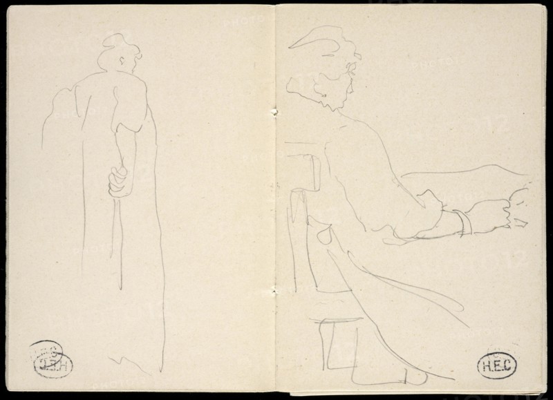 Studies of women, Edmond Cousturier papers, ca. 1890-1908, Untitled sketchbook, Cross, Henri-Edmond, 1856-1910, Pencil on paper