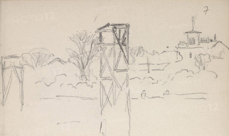 Bridge, Edmond Cousturier papers, ca. 1890-1908, Untitled sketchbook, Cross, Henri-Edmond, 1856-1910, Pencil on paper, ca. 1890