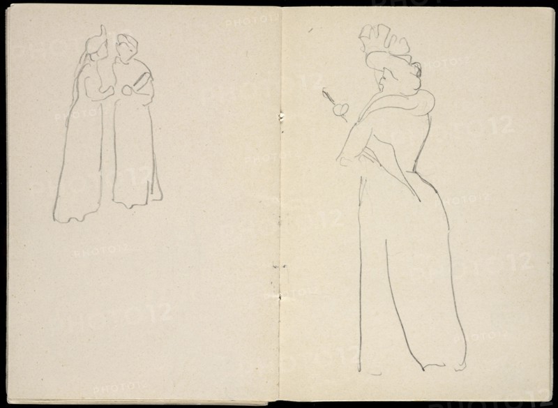 Studies of women, Edmond Cousturier papers, ca. 1890-1908, Untitled sketchbook, Cross, Henri-Edmond, 1856-1910, Pencil on paper
