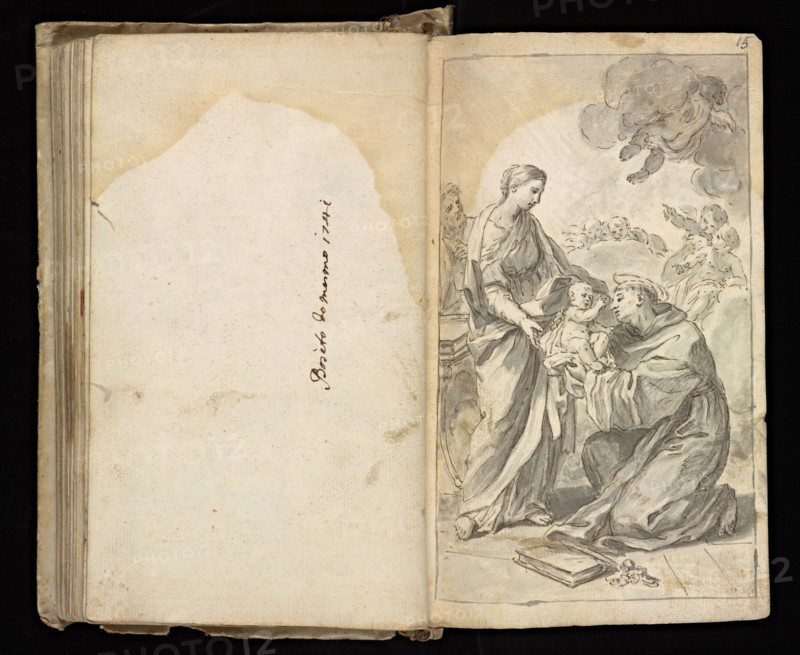 Glama-Stroberle, Joaõ, 1708-1792, pencil, ink, chalk, wash, 1741, Sketchbook II of III is bound in contemporary vellum and dated