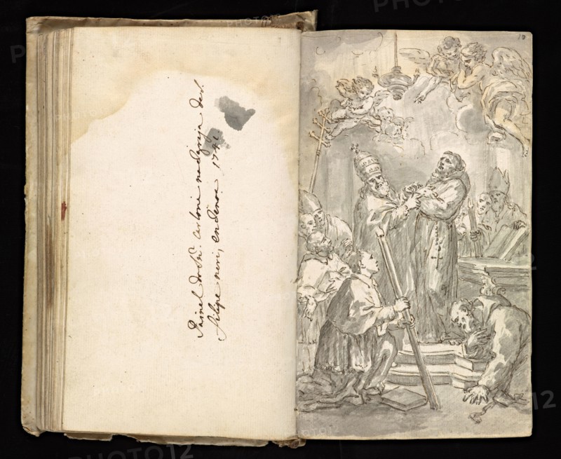 Glama-Stroberle, Joaõ, 1708-1792, pencil, ink, chalk, wash, 1741, Sketchbook II of III is bound in contemporary vellum and dated
