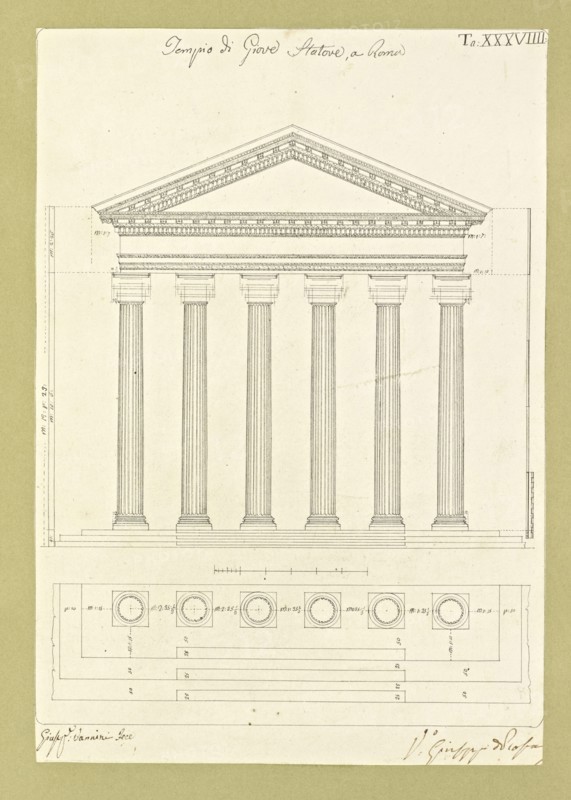 Autografi delle tavole della prima edizione dell' opera, degli Elementi della architettura civile, Vannini, Giuseppe, pen