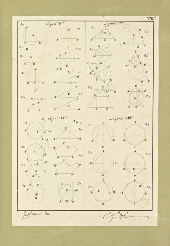 Autografi delle tavole della prima edizione dell' opera, degli Elementi della architettura civile, Vannini, Giuseppe, pen