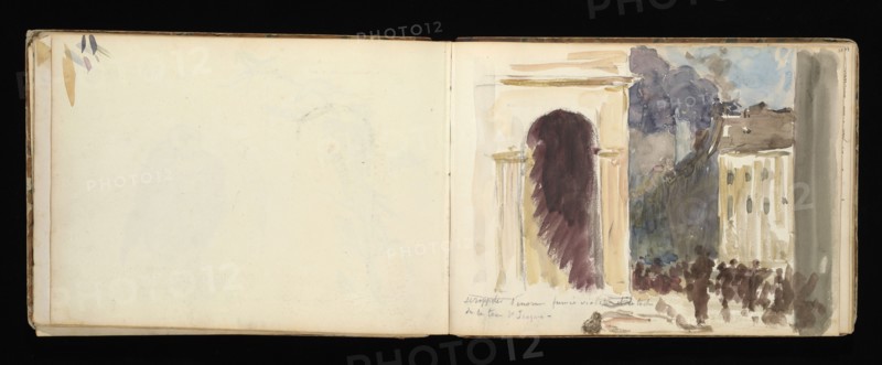 Sketchbook with manuscript notes Félix Bracquemond, Bracquemond, Félix, 1833-1914, pencil, pen, ink, and watercolor, ca. 1868