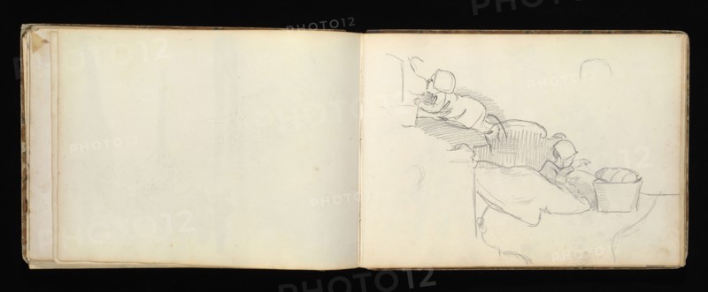 Sketchbook with manuscript notes Félix Bracquemond, Bracquemond, Félix, 1833-1914, pencil, pen, ink, and watercolor, ca. 1868