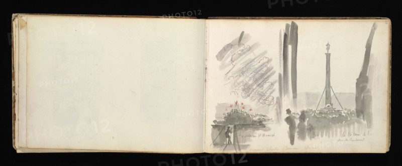 Sketchbook with manuscript notes Félix Bracquemond, Bracquemond, Félix, 1833-1914, pencil, pen, ink, and watercolor, ca. 1868