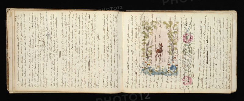 Sketchbook with manuscript notes Félix Bracquemond, Bracquemond, Félix, 1833-1914, pencil, pen, ink, and watercolor, ca. 1868