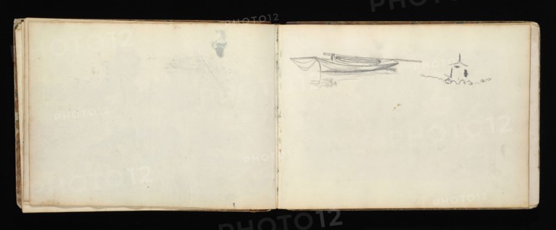 Sketchbook with manuscript notes Félix Bracquemond, Bracquemond, Félix, 1833-1914, pencil, pen, ink, and watercolor, ca. 1868