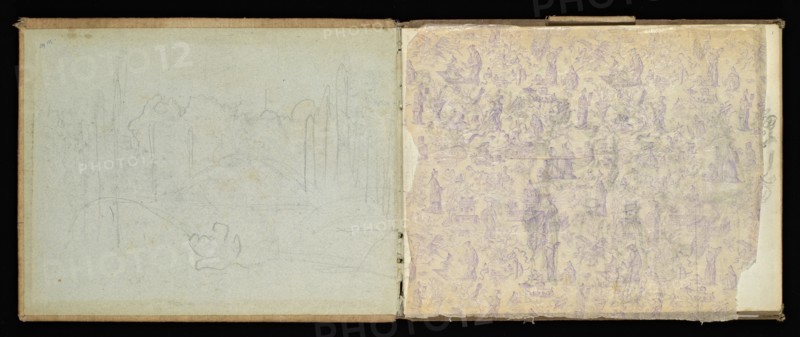 Sketchbook, Preziosi, Amadeo, 1816-1882, pencil, gray wash, white heightening, 1875, The sketchbook by Maltese artist Preziosi