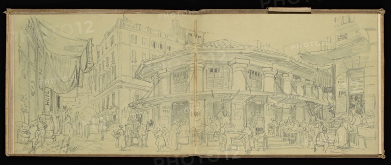 Sketchbook, Preziosi, Amadeo, 1816-1882, pencil, gray wash, white heightening, 1875, The sketchbook by Maltese artist Preziosi