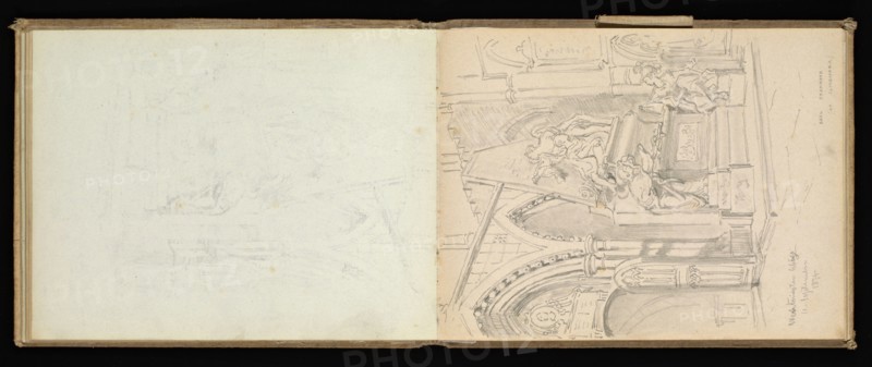 Sketchbook, Preziosi, Amadeo, 1816-1882, pencil, gray wash, white heightening, 1875, The sketchbook by Maltese artist Preziosi