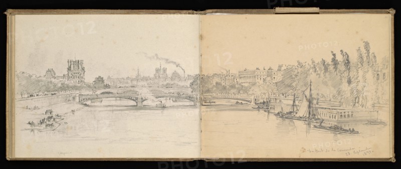 Sketchbook, Preziosi, Amadeo, 1816-1882, pencil, gray wash, white heightening, 1875, The sketchbook by Maltese artist Preziosi