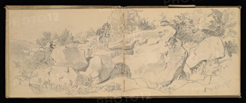 Sketchbook, Preziosi, Amadeo, 1816-1882, pencil, gray wash, white heightening, 1875, The sketchbook by Maltese artist Preziosi