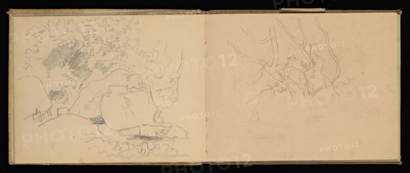 Sketchbook, Preziosi, Amadeo, 1816-1882, pencil, gray wash, white heightening, 1875, The sketchbook by Maltese artist Preziosi