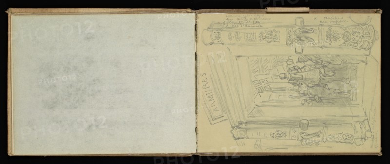 Sketchbook, Preziosi, Amadeo, 1816-1882, pencil, gray wash, white heightening, 1875, The sketchbook by Maltese artist Preziosi