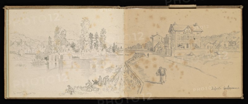 Sketchbook, Preziosi, Amadeo, 1816-1882, pencil, gray wash, white heightening, 1875, The sketchbook by Maltese artist Preziosi