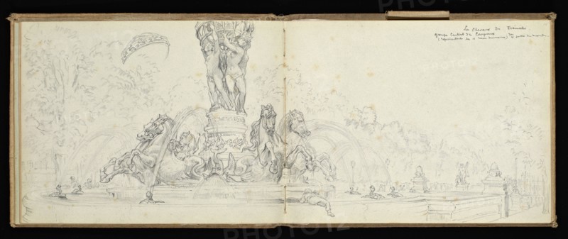 Sketchbook, Preziosi, Amadeo, 1816-1882, pencil, gray wash, white heightening, 1875, The sketchbook by Maltese artist Preziosi