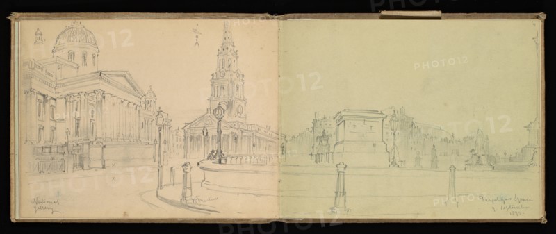 Sketchbook, Preziosi, Amadeo, 1816-1882, pencil, gray wash, white heightening, 1875, The sketchbook by Maltese artist Preziosi