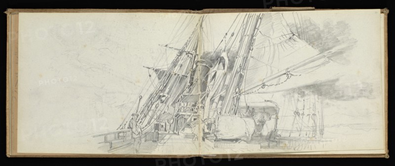 Sketchbook, Preziosi, Amadeo, 1816-1882, pencil, gray wash, white heightening, 1875, The sketchbook by Maltese artist Preziosi