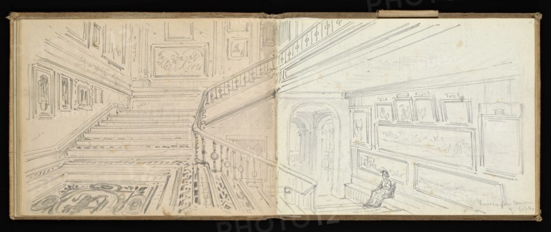 Sketchbook, Preziosi, Amadeo, 1816-1882, pencil, gray wash, white heightening, 1875, The sketchbook by Maltese artist Preziosi