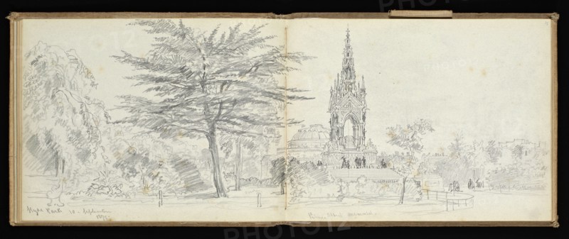 Sketchbook, Preziosi, Amadeo, 1816-1882, pencil, gray wash, white heightening, 1875, The sketchbook by Maltese artist Preziosi