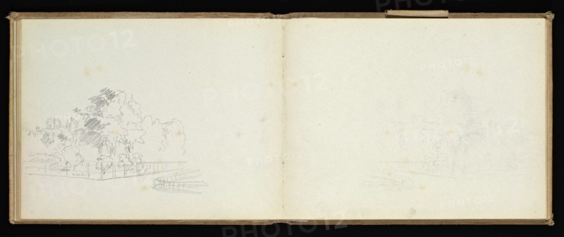 Sketchbook, Preziosi, Amadeo, 1816-1882, pencil, gray wash, white heightening, 1875, The sketchbook by Maltese artist Preziosi