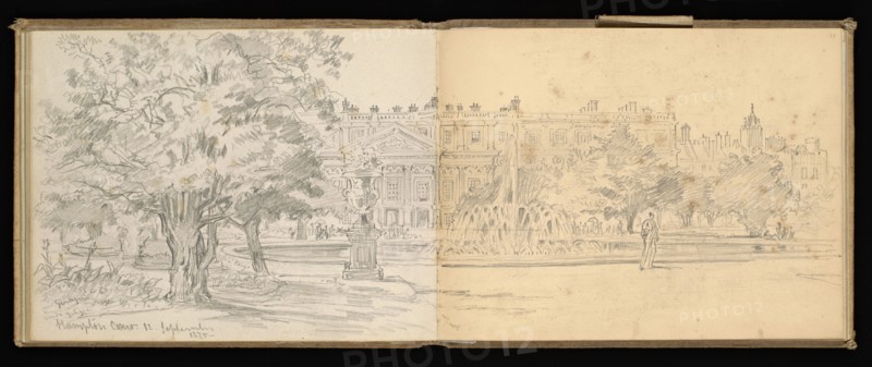 Sketchbook, Preziosi, Amadeo, 1816-1882, pencil, gray wash, white heightening, 1875, The sketchbook by Maltese artist Preziosi