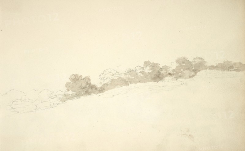 Sketchbook Carle Vernet, 1758-1836, pencil, ink, watercolor, studies of hunt scenes, horses, figures, and notes about the colors