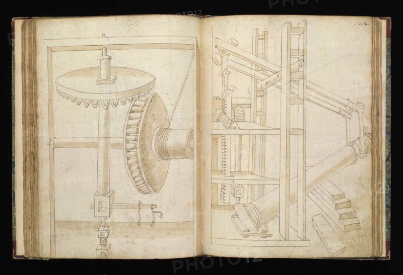 Edificij et machine, Martini, Francesco di Giorgio, 1439-1501, brown ink and wash, ca. 1475-ca. 1480