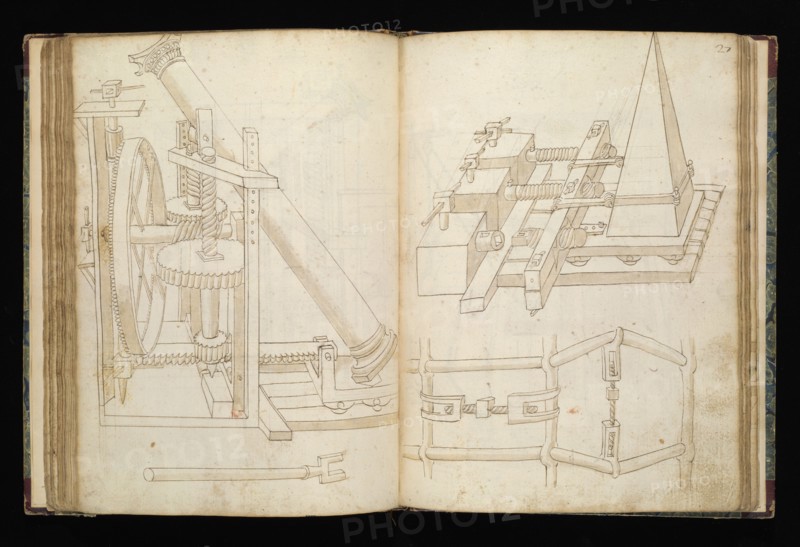 Edificij et machine, Martini, Francesco di Giorgio, 1439-1501, brown ink and wash, ca. 1475-ca. 1480