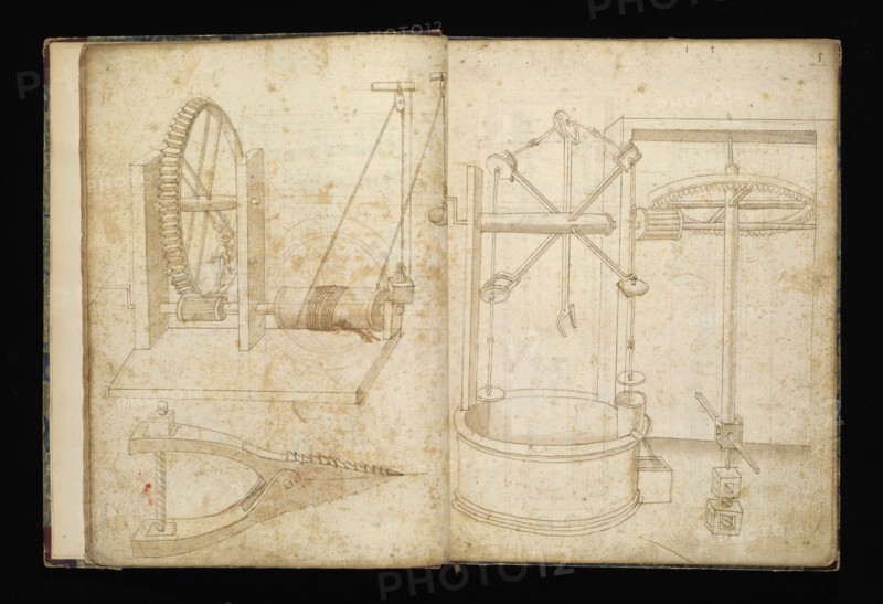 Edificij et machine, Martini, Francesco di Giorgio, 1439-1501, brown ink and wash, ca. 1475-ca. 1480