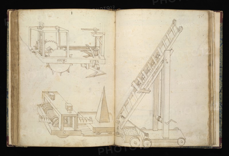 Edificij et machine, Martini, Francesco di Giorgio, 1439-1501, brown ink and wash, ca. 1475-ca. 1480