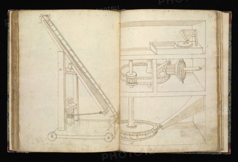 Edificij et machine, Martini, Francesco di Giorgio, 1439-1501, brown ink and wash, ca. 1475-ca. 1480
